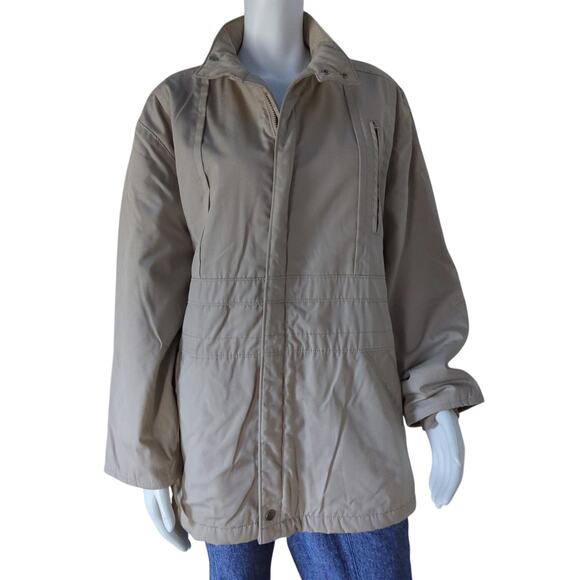 VTG 80's LONDON FOG Tan Faux Fur Lined Full Zip Jacket Men's Size 42 Reg - Picture 1 of 10